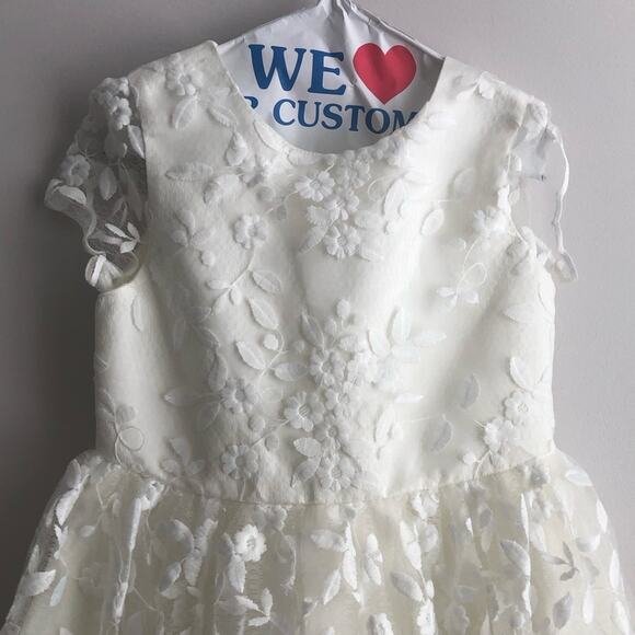Princess Daliana Anthropologie Lindi Lace Piping White Flower Girl Dress Size 10 - Picture 5 of 12